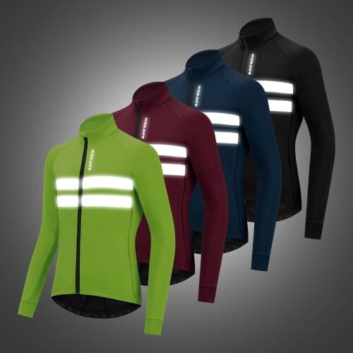 WOSAWE Winter Warm Up Thermal Fleece Cycling Jacket Reflective Motorcycle Windproof Jersey Long Sleeve Outdoor Sports Coat
