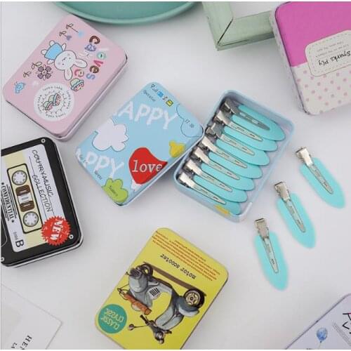 1box=10pcs Hair Clip Design No Trace Not Hurt Hair Candy-colored Surfboard Duckbill Bangs Clip Hairpin Girl Head Accessories