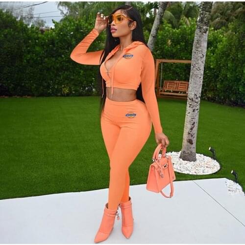 Autumn Winter Clothing Two Piece Set Women Sexy Print Long Sleeve Hooded Crop Top+Pants Sets Club Outfits Streetwear Wholesale
