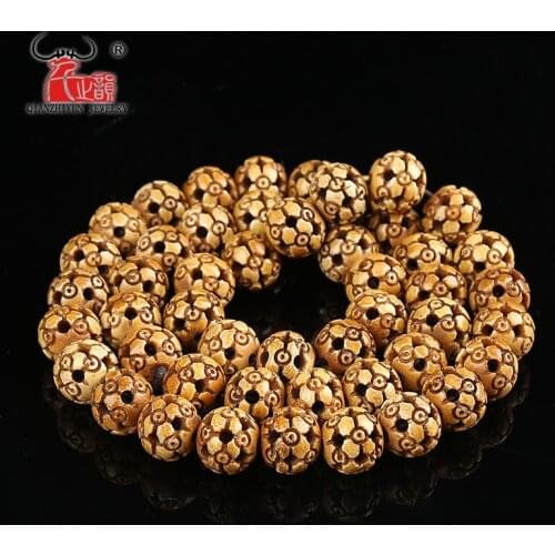 10PCS Natural yak bone bead hand-chain necklace DIY scatter beads Handmade Carved brown beads 14mm hole 2mm