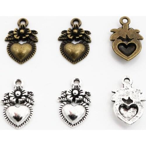 18x11mm 20pcs Antique Silver Plated and Bronze Plated Heart Handmade Charms Pendant:DIY for bracelet necklace
