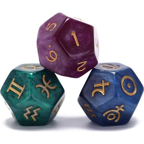 3Pcs 20mm Creative Entertainment Astrological Dice Set Multi-Faceted Resin Dice For Constellation Games Entertainment