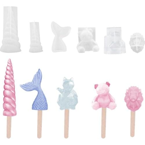 3D Bear Unicorn Horn Mermaid Tail Lion Fondant Silicone Mold Chocolate Mousse Sugar Baking Cake Decorating Tools Plaster Mold
