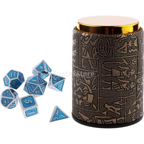 7 pieces Metal Polyhedral Dice for Dungeons & Dragons Dice Table Games RPG MTG+Dice Cup