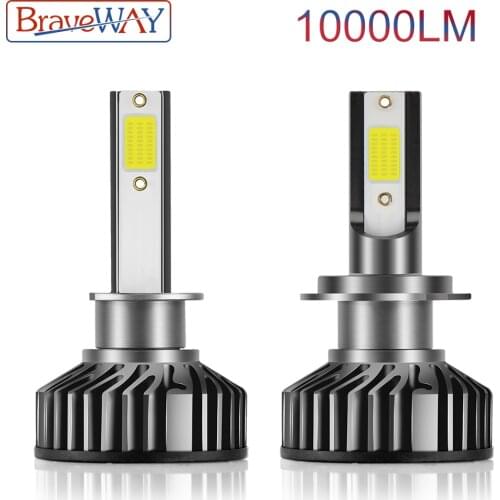 BraveWay LED Canbus Car Headlight H4 H7 LED Bulb H11 H8 H1 Auto Fog Light H4 Lamp for Motorcycle 6500K 10000LM 72W