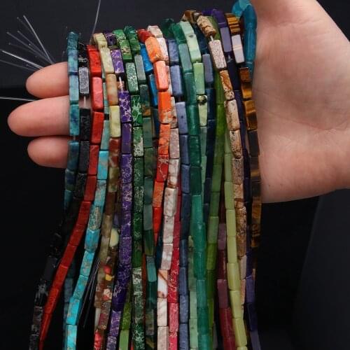 30pcs Natural Stone Beads Mixed Color Rectangle Semi-precious Stones DIY Loose Beads for Jewelry Making Bracelet Size 4x13mm