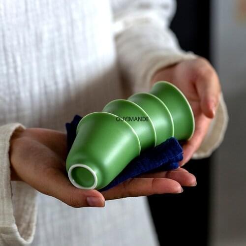 50ml Chinese Retro Style Green Ceramic Tea Cup Wine Cup Tea Set Chinese Porcelain Bamboo Green Kung Fu Tea Cup