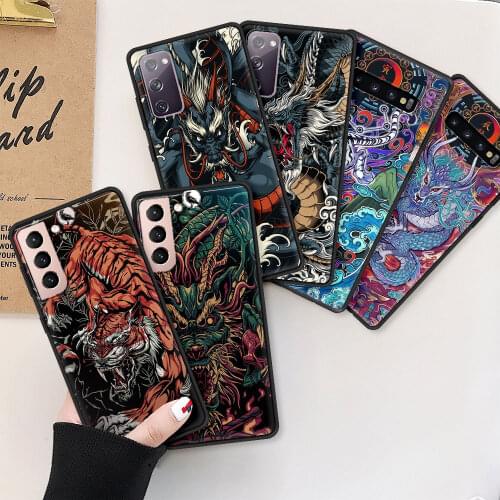 Dragon Tiger Pattern Case For Samsung Galaxy S20 FE S10 Plus S21 Ultra S10Lite S9 S8 Antiknock Phone S10e S7 Edge Covers Funda
