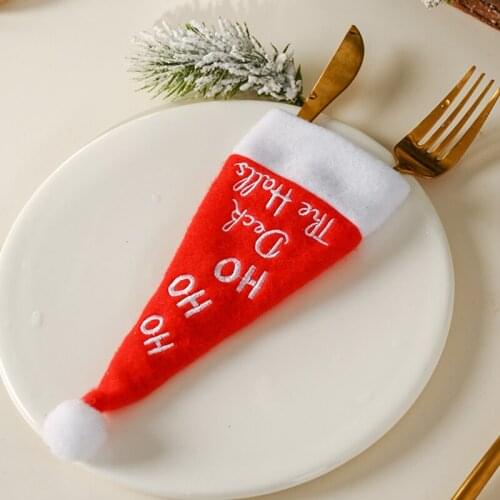 New Year 2021 Christmas Gift Tableware Fork Knife Holder Bag Christmas Decorations for Home Dinner Table Eve Decor