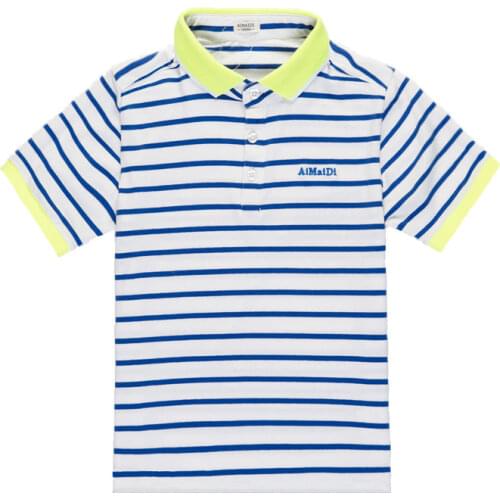 2021 Fashion 110-165cm 4-13 14 15 Years Teenager Children 100% Pure Cotton Short Sleeve Summer Striped T-Shirt For Kids Baby Boy