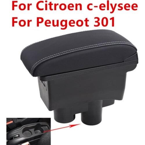 For Citroen c-elysee/ Peugeot 301 armrest central Store content Storage box with cup holder ashtray accessories 2012-2016