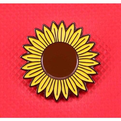 Sunflower enamel pin flower brooch plant badge happy positive pins gardener gift women shirts backpack accessory