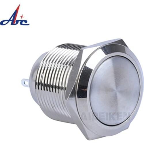 19mm ON OFF IP65 Waterproof Flat High Flush 1NO Short Latching Metal Self Lock Push Button Switch