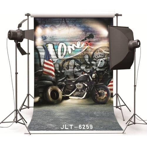 Computer Printed Photography Backgrounds Graffiti Wall Motorcycle Backdrops Photo Studio for Weddings Children for Photo Shoots