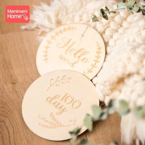 Mamihome 4pcs Baby Photogra Wooden Month Milestone Card for Baby Newborn Monthly Memorial Commemorative Photo Props Accessories