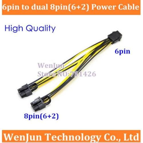 Hot Sale 6-pin PCI Express to 2 x PCIe 8p (6+2) pin Motherboard Graphics Video Card PCI-e GPU VGA Splitter Power Cable