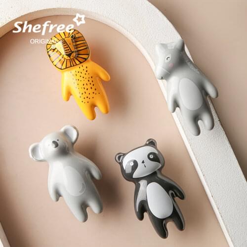 Ceramic Cabinet Handles Cartoon Knob Lion King Panda Furniture Handle Childrens Room drawer pulls doorknobs Ceramic knobs