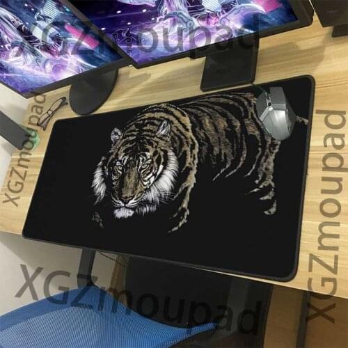XGZ Large Mouse Pad Black Lock Edge Animal Siberian Tiger HD Custom Office Computer Desk Mat Rubber Non-slip 900x400/900x300 Xxl