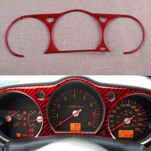 Red Carbon Fiber Car Interior Instrument Cluster Panel Cover Trim Fit for Nissan 350Z 2009 2008 2007 2006 2005 2004 2003