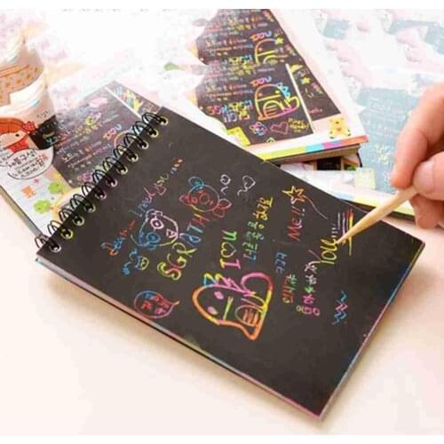 Colorful Cartoon Scratch Art Painting Paper Card Creative Stationery Pupils DIY Scratch Drawing Graffiti Book