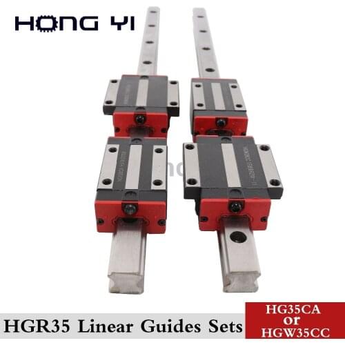 2pcs linear rail HGH35 35mm cnc parts and 4pcs HGH35CA or HGW35CC linear guide rails block HGW35CC HGH35