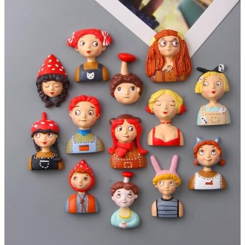 1pc Funy Cartoon City Girl Boy Fridge Magnet Creative Refrigerator Message Magnetic Sticker Home Kitchen Decor Office Accessorie