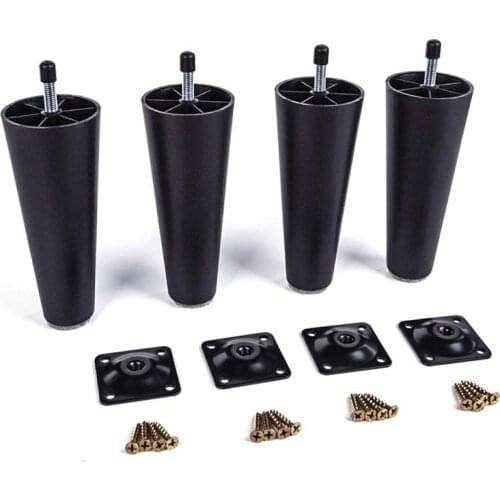 4Pcs Furniture Legs 6 Inch Sofa Legs Round Tapered Plastic Couch Legs Replacement for Chair,Cabinet,Cupboard With Accessories