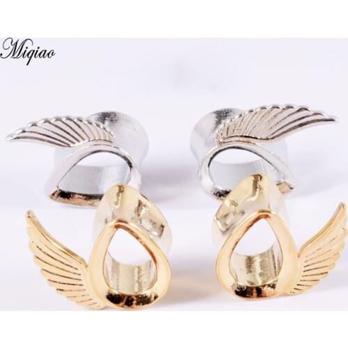 Miqiao 2pcs New Style Stainless Steel Wings Auricle Angel Wings Personality Drop Ears Steel Golden Body Piercing