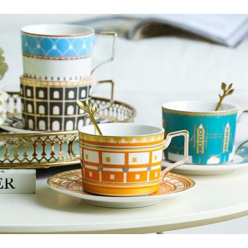 British Porcelain Coffee Cup and Saucer Personalized Ceramic Tea Cup Set For Family Party Wedding Luxury Home Kitchen Decor Gift