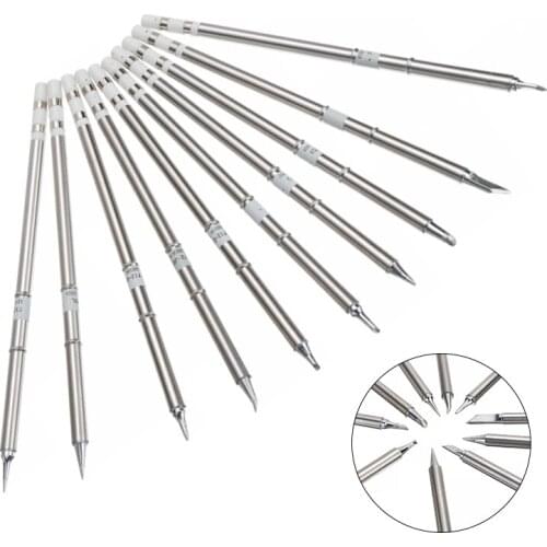 10pcs/lot Soldering Iron Tips Replacement Heater Solder Bit Chisel Head T12-k BC2 BL BC1 BC3 ILS D16 KU D12 J02 Lead Free
