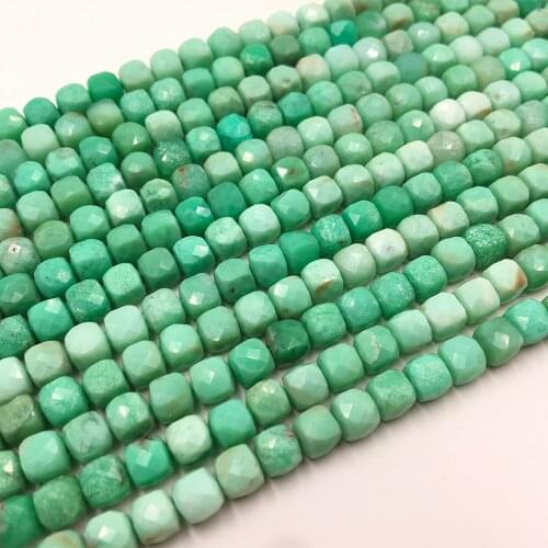 Natural chrysoprase cube beads for needlework jade faceted square seed perle Jewelry making DIY necklace bracelet