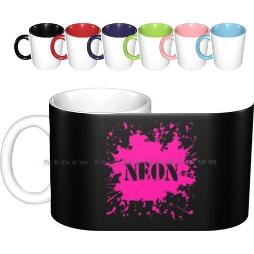 Neon Color Neon Pink 80s 80s Graffiti Ceramic Mugs Coffee Cups Milk Tea Mug Neon Colour Neon Color Neonpink Pink 80 S 80