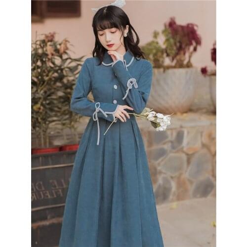 2020 new fashion womens clothing Full Solid Vintage woman dress dresses