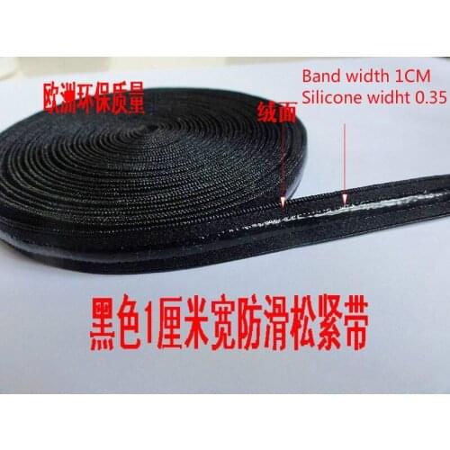 NEW black 50M/lot width 1cm Silicone 0.35cm silicone elastic gripper for Sewing DIY Bra Strap Elastic Webbing Band