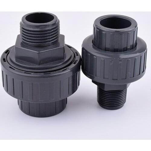 1~5Pcs 20-63mm UPVC Pipe Single Male thread Wire Union Direct Aquarium Garden Irrigation Plastic Water Supply Pipe Connector