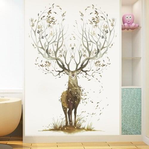 Modern Nordic Deer Wall Stickers Bedroom Home Decoration Aesthetic Boy Girl Teenager Room Decor Self Adhesive Poster Art Mural