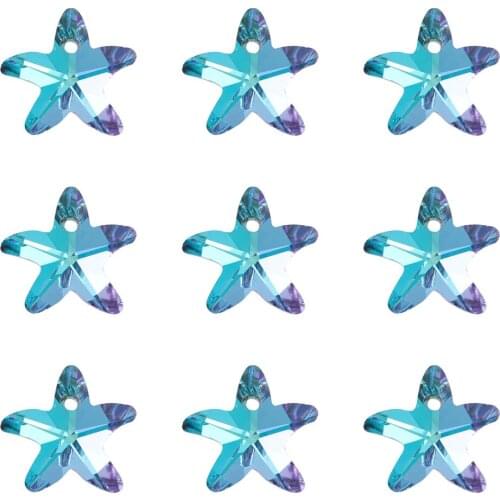 30pcs Glass Rhinestone Charms Pendant Starfish/Snowflake/Star Shape for Jewelry Making DIY Bracelet Necklace Decor Accessories