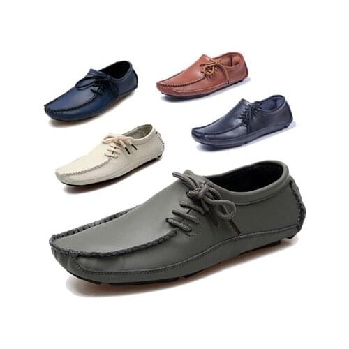 Big Size Men Shoes Breathable Leather Mens Casual Shoes Soft Slip On Loafers Fashion Flat Boat Shoes Mocassins Driving Shoes