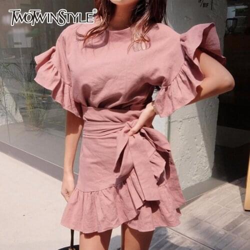 Расклешенные летние платья TWOTWINSTYLE China At AliExpress