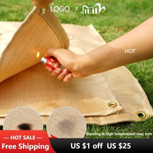 Outdoor Camping Fireproof Cloth Picnic Barbecue Heat Temperature Tools High Flame Insulation Blanket Retardant Outdoor Pad