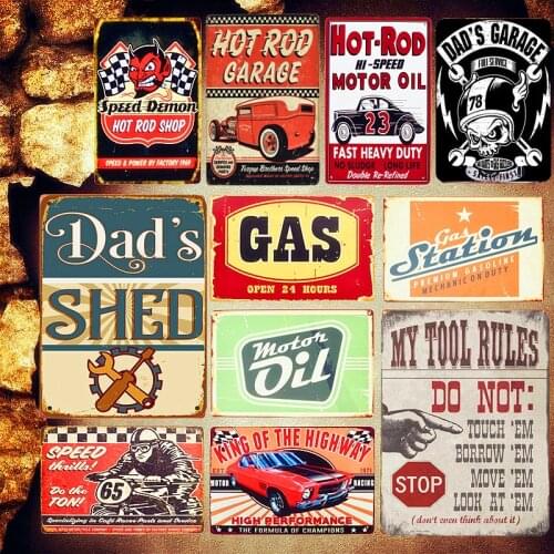 GAS Station Vintage Metal Tin Signs Diesel Decorative Plates Motor Oils Wall Sticker Garage Art Poster Hot Rod Shop Decor MN54
