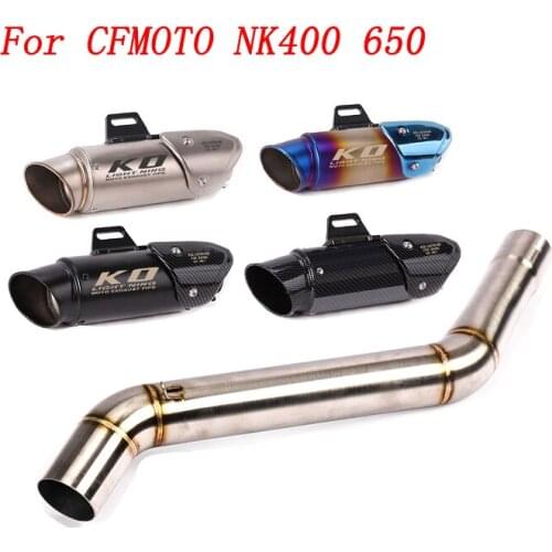 Slip On Motorcycle Exhaust Middle Link Pipe And 51mm Muffler Stainless Steel Exhaust System For CFMOTO NK400 650