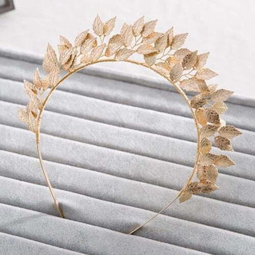 Vintage Handmade Gold Leaf Hairband For Women tiara Wedding Headdress Hair Accessories Bridal Forehead Hair Jewelry headpiece