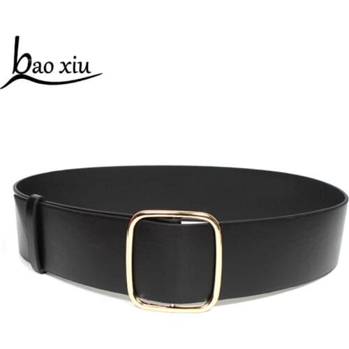 2019 Fashion PU leather women Wide belts Female causal Belt Square metal pin buckle belts for women Lady girdle accessories