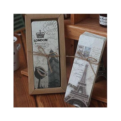 29pcs/pack Retro Paris Paper Bookmark Pack Paper Book Holder Creative Message Card In Kraft Package