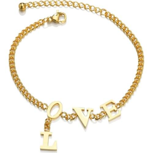 316L Stainless Steel LOVE Bracelet Trendy Simple English Letter Titanium Steel Bracelet No Fading