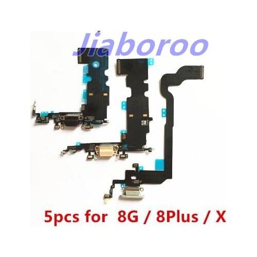 5pcs/lot Charging Port Flex Cable for iPhone8 4.7 8Plus X USB Dock Connector Charger Microphone Repair parts