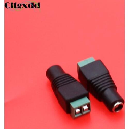 Cltgxdd 1Pcs Female socket interface 5.5*2.1mm to AV Terminal connector CCTV Camera LED DC Power jack Adapter connector plug