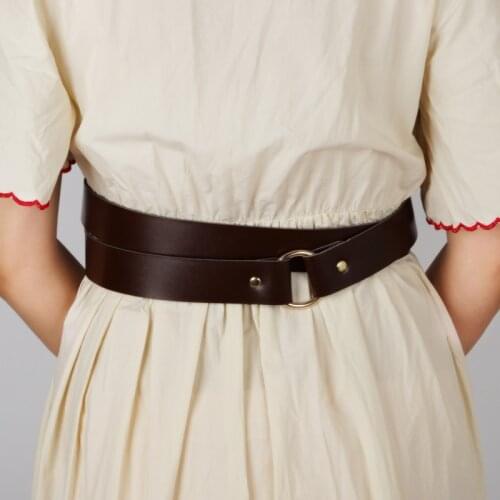 Long Wide Sword Pu Belt Celtic Knight Costume Accessory for Dress Tunic Medieval Vikings Ring Leather Belt Double Wrap Frog