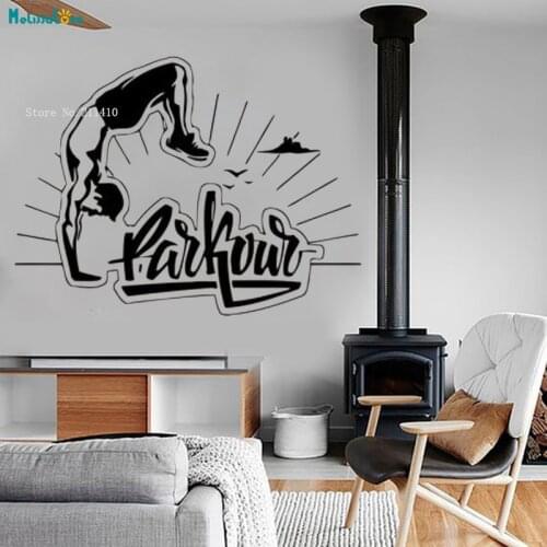 Extreme Sport Wall Sticker Inverted Parkour Decals Decoration Living Room Jump Run Vinyl Art Removable Murals for Young YT1085